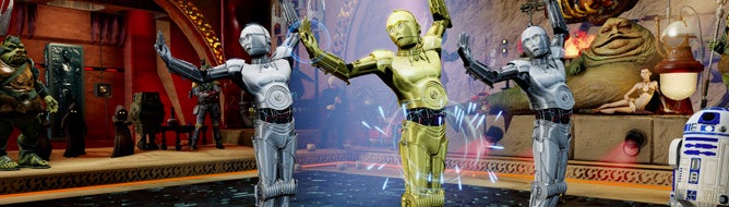 Image for Kinect Star Wars media features droid dancing, lightsaber action