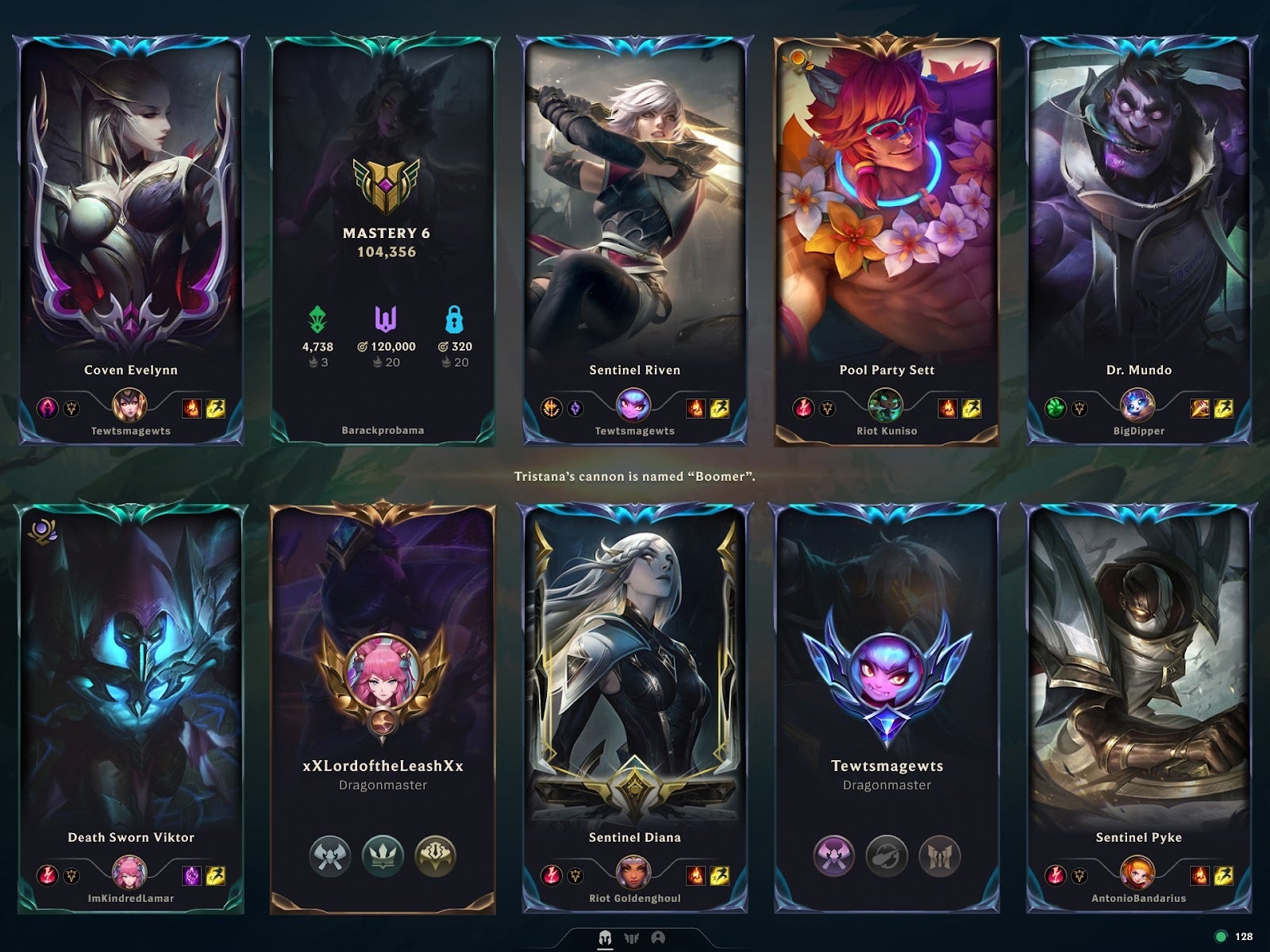 The new loading screen in League of Legends with Challenges included.