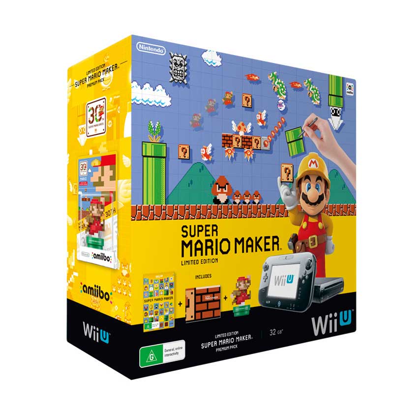 Image for Super Mario Maker Limited Edition, Wii U bundle, Modern Colours Amiibo variant detailed