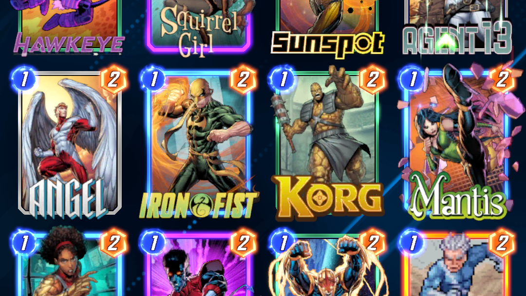 Card collection screenshot from Marvel Snap
