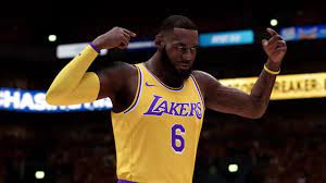 NBA 2K23 earn VC fast: A man of color wearing a yellow jersey holds his arms up in annoyance