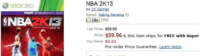 Image for Amazon listing shows Kinect support for NBA 2K13