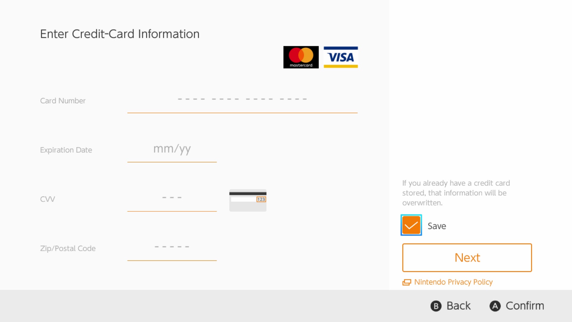 Image for The Nintendo Switch eShop now lets you store your credit card info
