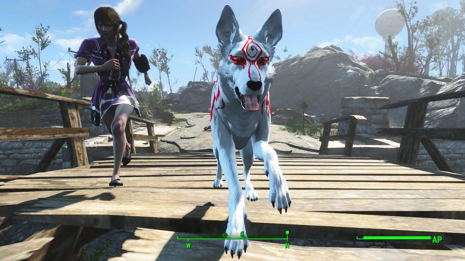 Image for Fallout 4 - give Dogmeat the look of Okami's white wolf