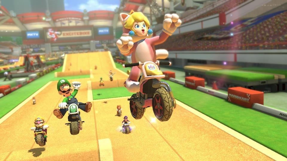 Image for Have a look at the Excitebike Arena in Mario Kart 8's first DLC