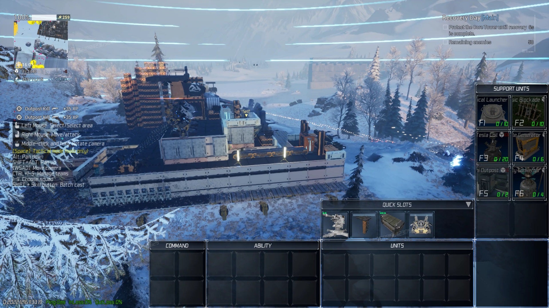 Outpost: Tangkapan layar permainan komandan Infinity Siege