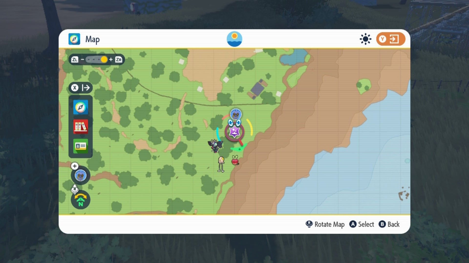 A map view of a raid in Pokemon Scarlet and Violet