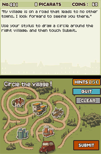 One of Professor Layton and the Curious Village's many puzzles is shown.