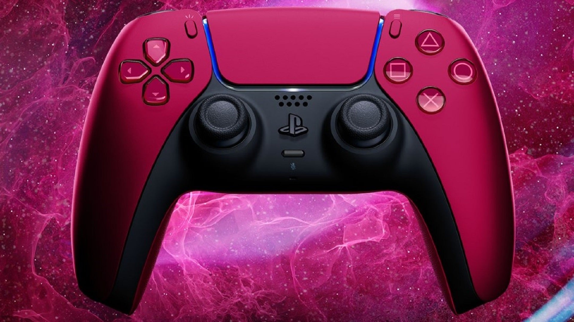 PS5 controller cosmic red in 1920 x 1080