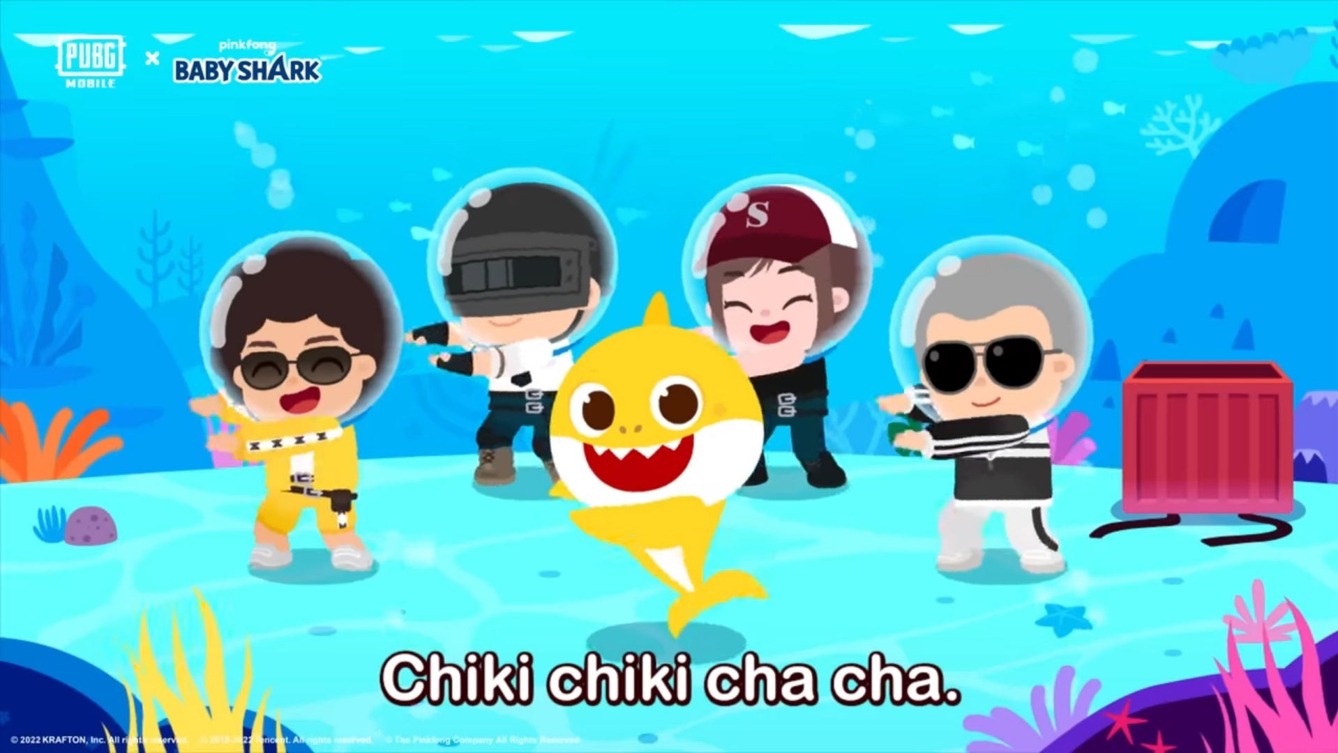 A screenshot from the PUBG x Baby Shark crossover