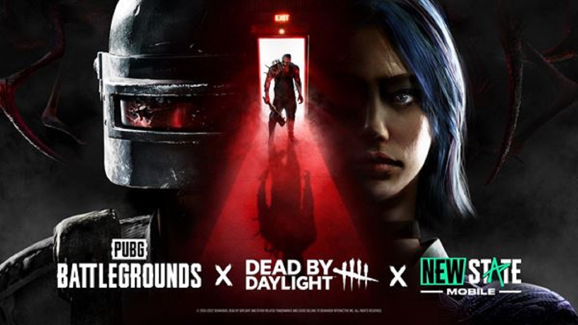 Official art for the PUBG x Dead by Daylight x New State crossover