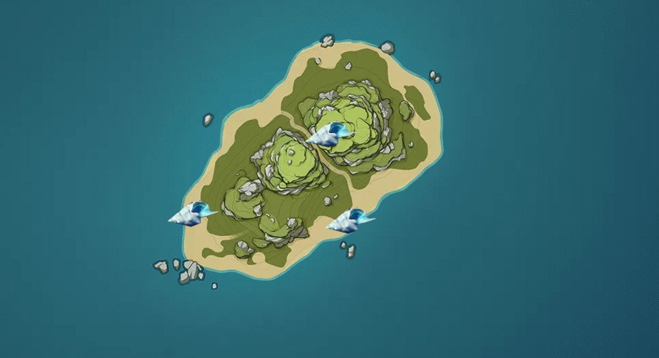 mapa que muestra las ubicaciones de las caracolas de Pudding Isle