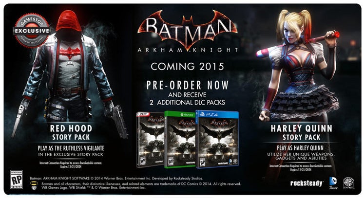 Image for GameStop Batman: Arkham Knight pre-order bonus will be sold post-launch