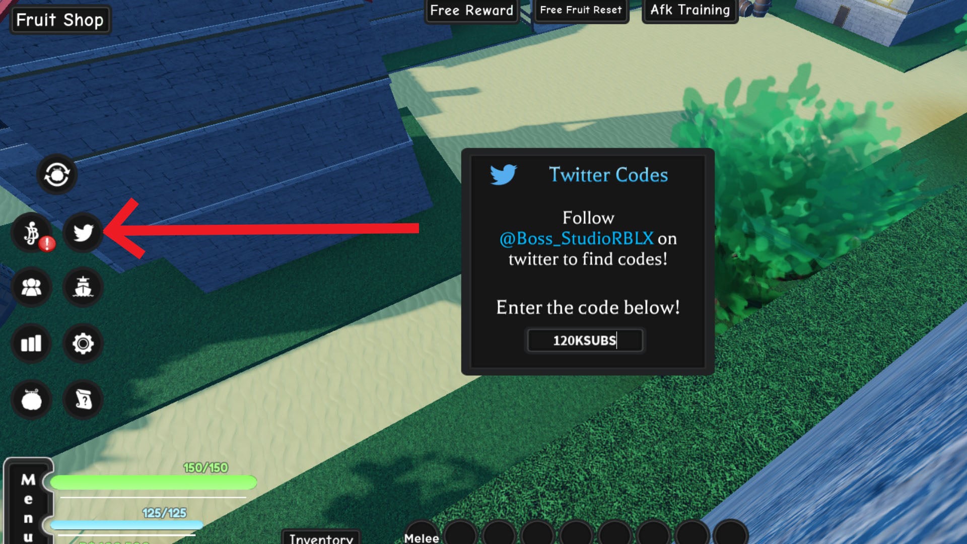 Roblox A One Piece Game code redemption menu