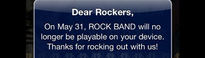 Image for Rock Band iOS App to be unplayable after May 31