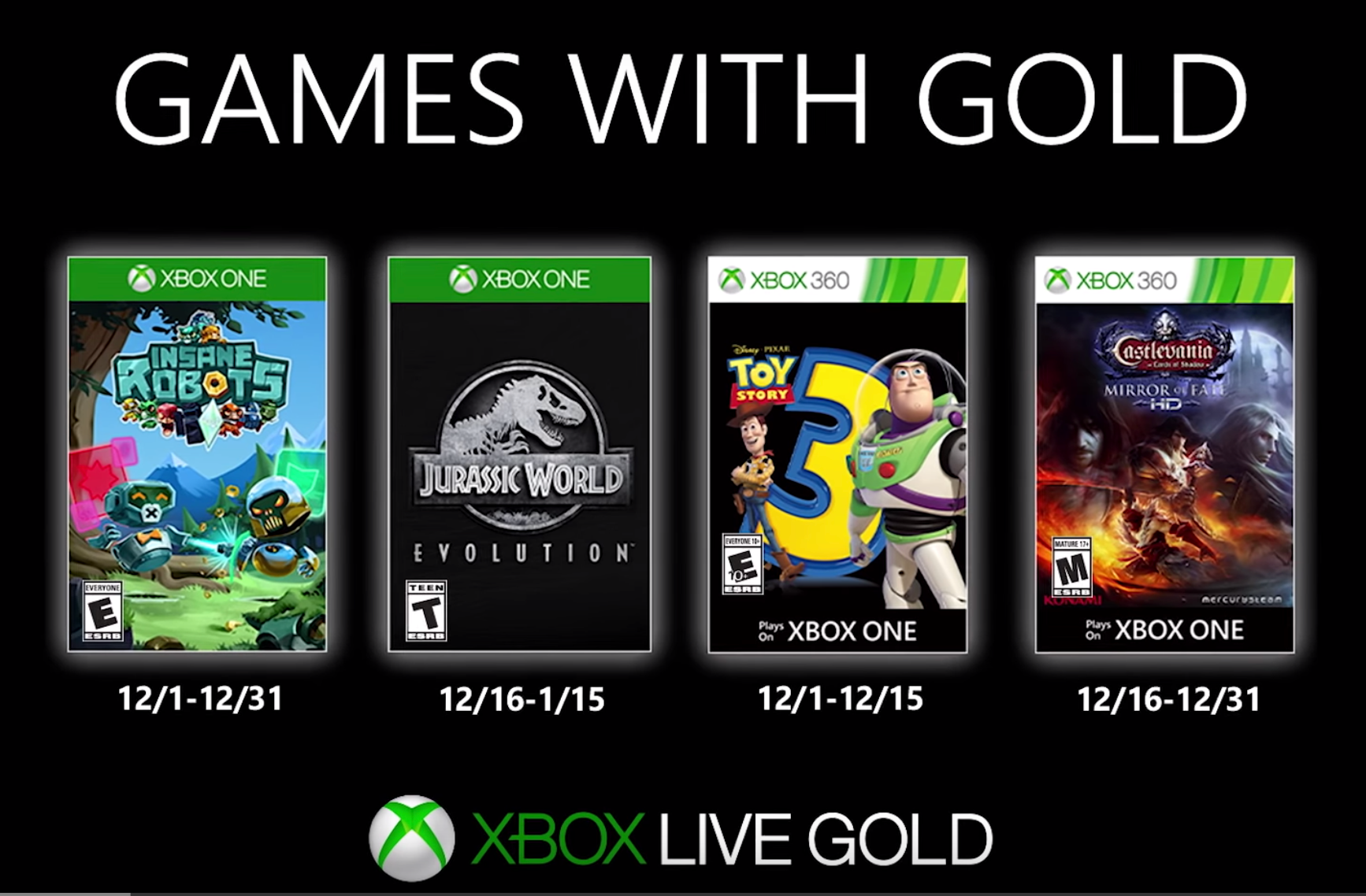 Image for December Games with Gold – Dracula, Dinosaurs + More