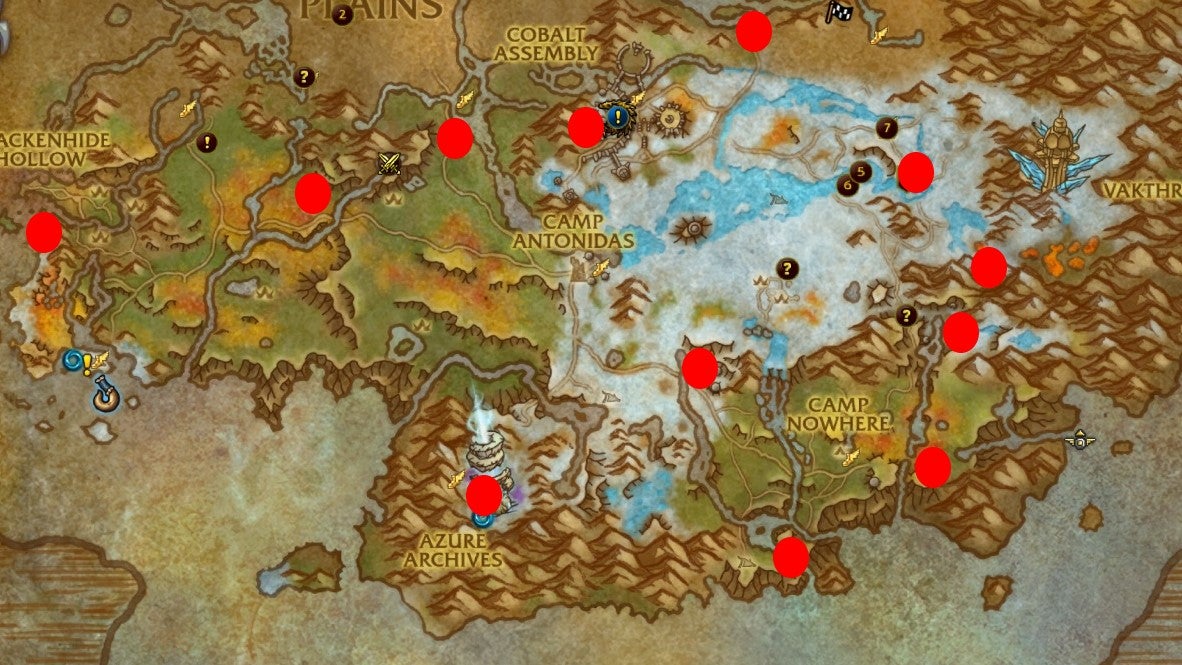 Custom marked map for dragon glyphs (The Azure Step) in Dragonlands.