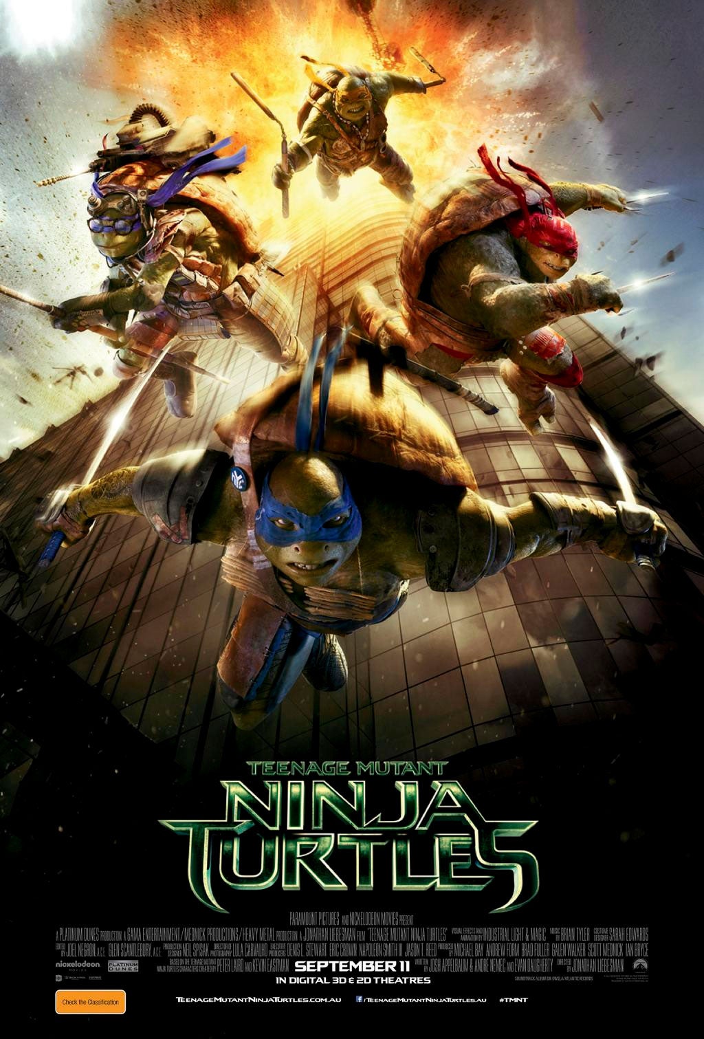 Image for Teenage Mutant Ninja Turtles poster includes "September 11" and exploding skyscraper