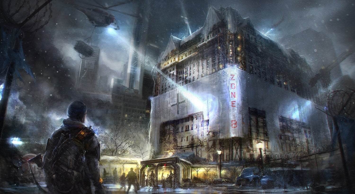 Image for The Division concept art shows fortified church base, new screen shows Snowdrop engine effects