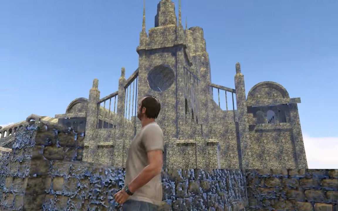 Image for Dark Souls Remastered files hide an early version of Bloodborne's Upper Cathedral Ward, so here it is running in GTA 5