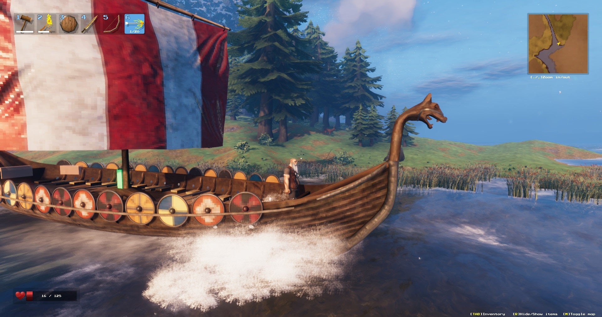Image for Valheim players are dragging carts behind boats so they don't have to build bridges