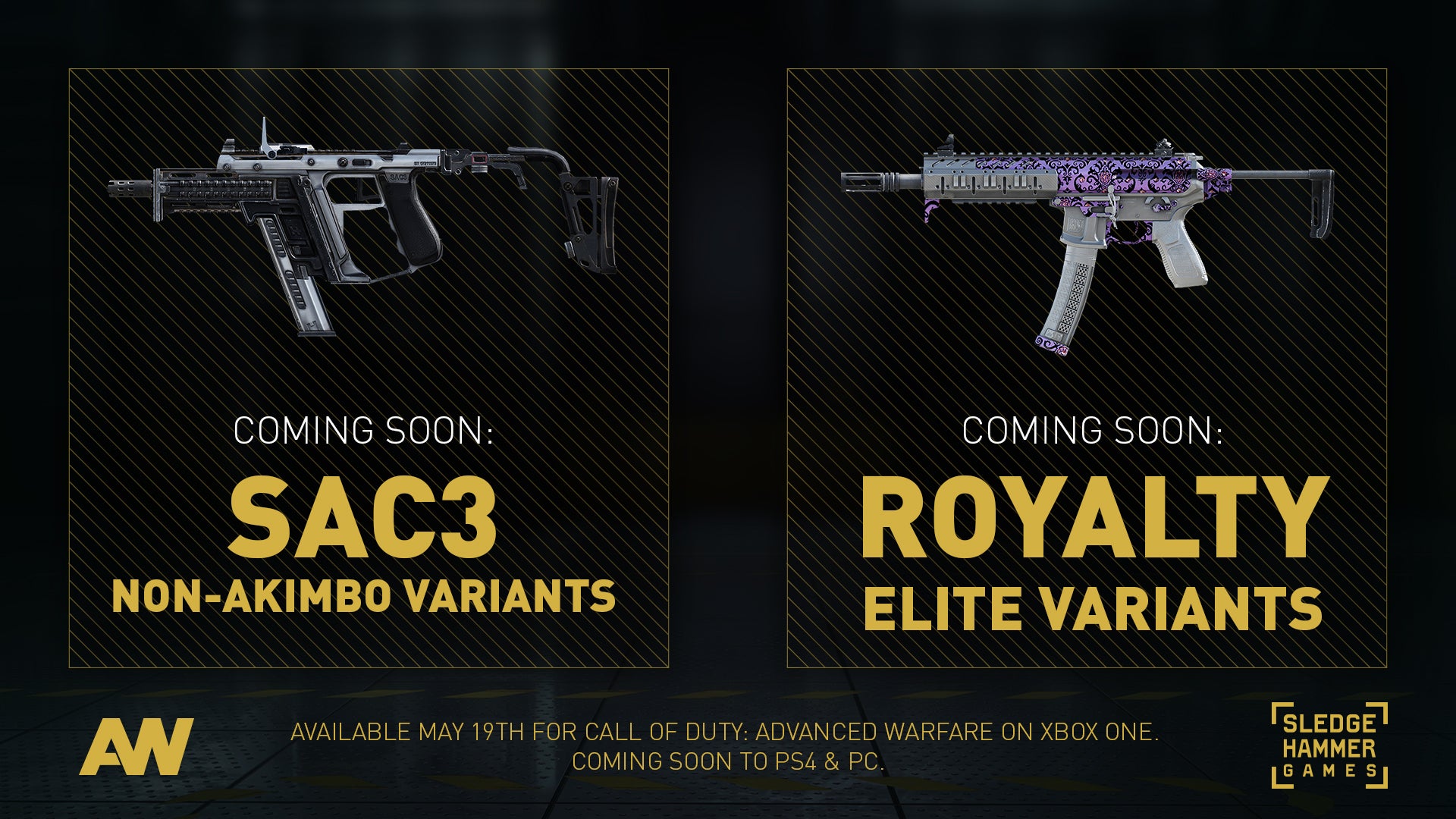 Image for Advanced Warfare SAC3 non-akimbo and Royalty Elite variants detailed and confirmed for May 19 