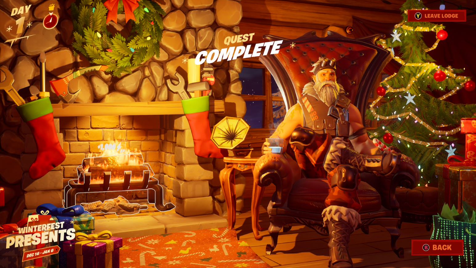 Image for Fortnite Cozy Lodge location and how to warm yourself at the Yule log