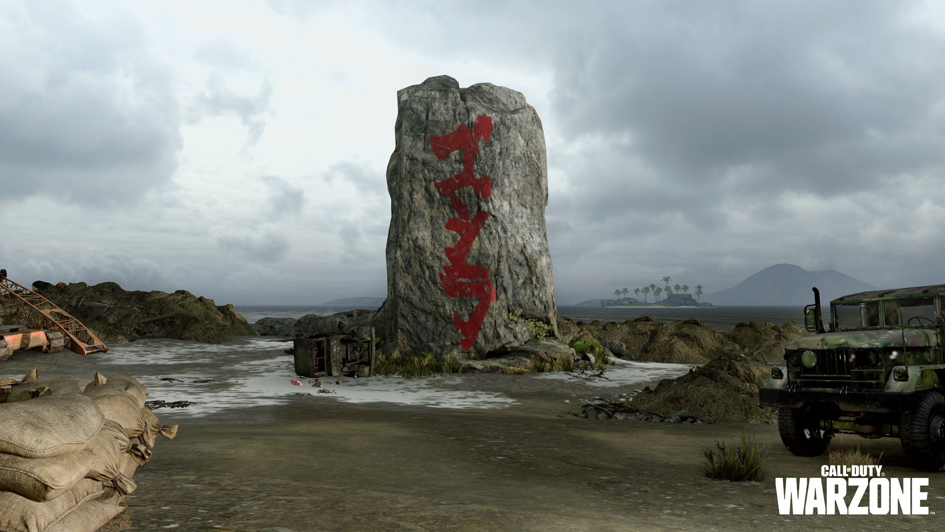 A strange monolith on the beaches by the lagoon. Located in Warzone Pacific.
