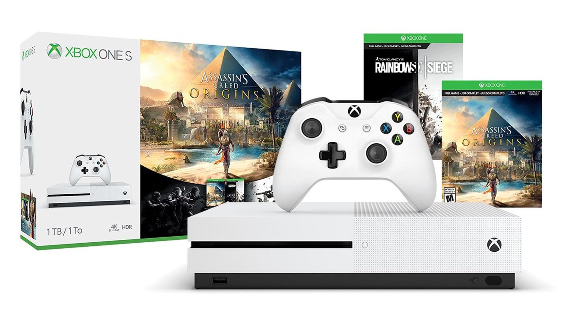Image for Get an Xbox One S 1TB with Assassin's Creed Origins & Rainbow Six Siege for $350