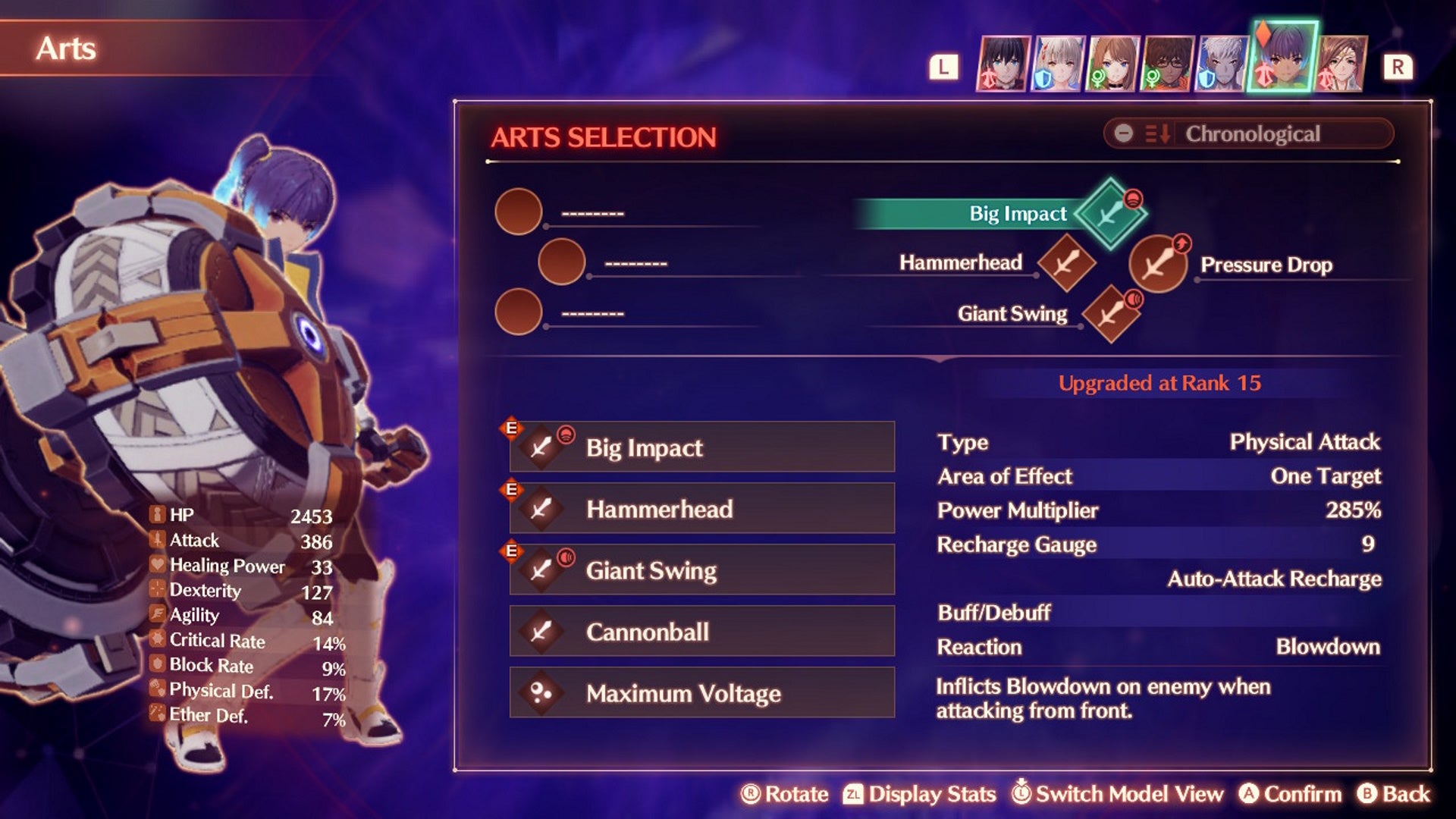 Xenoblade Chronicles 3 Ogre art selection screen